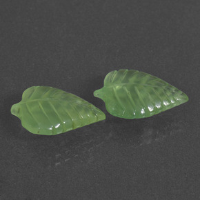 8.96 ctw Green Prehnite Stones, Natural Prehnite in Carved Leaf Shape for Sale