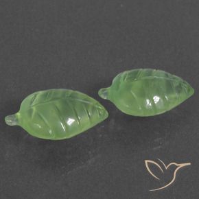 11.91 ctw Green Prehnite Stones, Natural Prehnite in Carved Leaf Shape for Sale