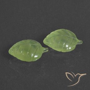 11.78 ctw Green Prehnite Stones, Natural Prehnite in Carved Leaf Shape for Sale
