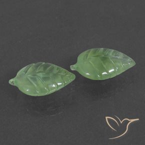 11.57 ctw Green Prehnite Stones, Natural Prehnite in Carved Leaf Shape for Sale