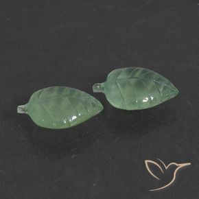 15.43 ctw Green Prehnite Stones, Natural Prehnite in Carved Leaf Shape for Sale
