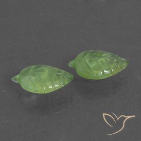 11.03 ctw Green Prehnite Stones, Natural Prehnite in Carved Leaf Shape for Sale
