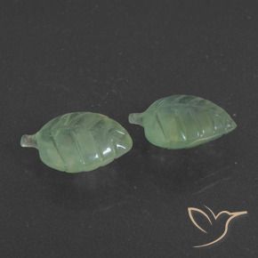 10.15 ctw Green Prehnite Stones, Natural Prehnite in Carved Leaf Shape for Sale
