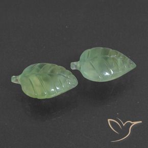 12.83 ctw Green Prehnite Stones, Natural Prehnite in Carved Leaf Shape for Sale