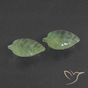 14.77 ctw Green Prehnite Stones, Natural Prehnite in Carved Leaf Shape for Sale