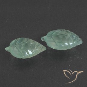 13.88 ctw Green Prehnite Stones, Natural Prehnite in Carved Leaf Shape for Sale