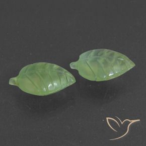 12.85 ctw Green Prehnite Stones, Natural Prehnite in Carved Leaf Shape for Sale