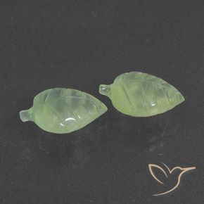 8.38 ctw Green Prehnite Stones, Natural Prehnite in Carved Leaf Shape for Sale