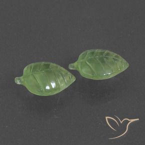 7.88 ctw Green Prehnite Stones, Natural Prehnite in Carved Leaf Shape for Sale