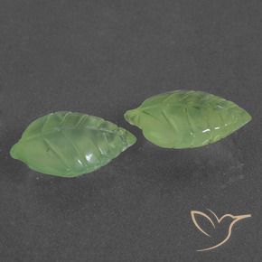 10.60 ctw Green Prehnite Stones, Natural Prehnite in Carved Leaf Shape for Sale