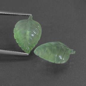 11.01 ctw Green Prehnite Gemstones, Prehnite Gems in Carved Leaf Shape for Sale.