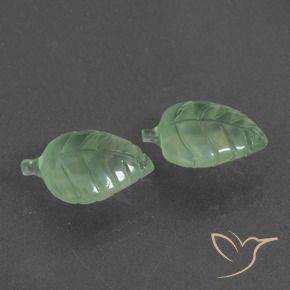8.81 ctw Green Prehnite Stones, Natural Prehnite in Carved Leaf Shape for Sale