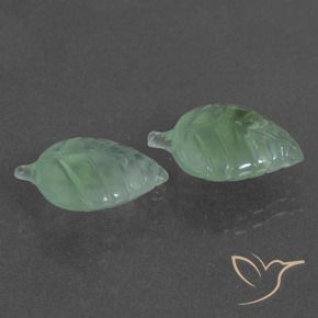 10.12 ctw Green Prehnite Stones, Natural Prehnite in Carved Leaf Shape for Sale