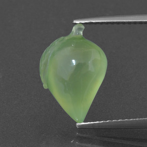 Medium Green Prehnit Edelstein - 6.4ct Geschnitzte Frucht (ID: 418295)