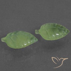 11.80 ctw Green Prehnite Stones, Natural Prehnite in Carved Leaf Shape for Sale