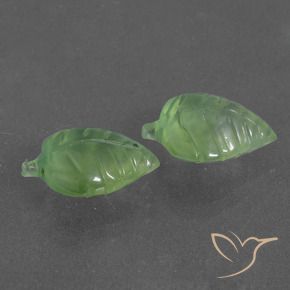 7.42 ctw Green Prehnite Stones, Natural Prehnite in Carved Leaf Shape for Sale