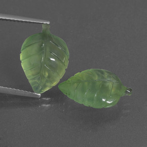 10.87 ct Green Prehnite Gemstone, Prehnite Gem in Carved Leaf Shape for Sale.
