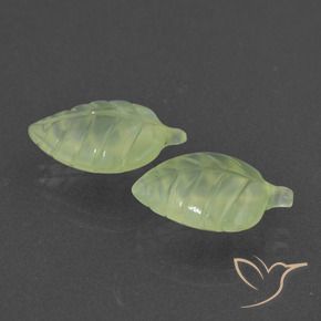10.57 ctw Green Prehnite Stones, Natural Prehnite in Carved Leaf Shape for Sale