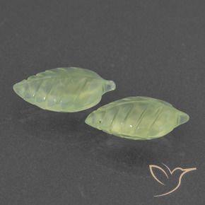 9.60 ctw Green Prehnite Stones, Natural Prehnite in Carved Leaf Shape for Sale