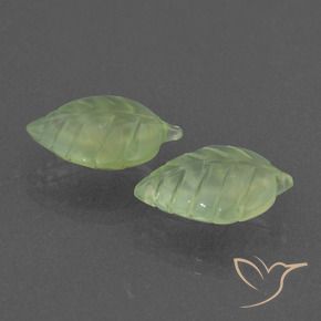 10.55 ctw Green Prehnite Stones, Natural Prehnite in Carved Leaf Shape for Sale