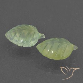 8.52 ctw Green Prehnite Stones, Natural Prehnite in Carved Leaf Shape for Sale