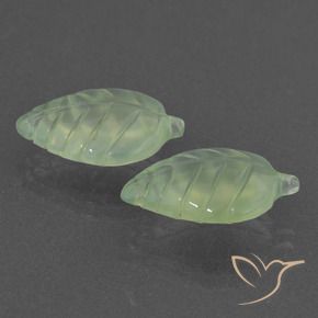 13.06 ctw Green Prehnite Stones, Natural Prehnite in Carved Leaf Shape for Sale