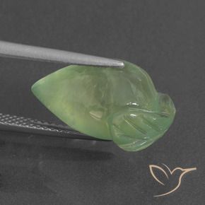 Prehnite Gemstone in 16.8 x 12.1 mm Size for Sale, Prehnite Stone in Medium Green Color