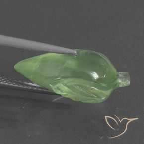 Prehnite Gemstone in 19.3 x 11 mm Size for Sale, Prehnite Stone in Medium Green Color