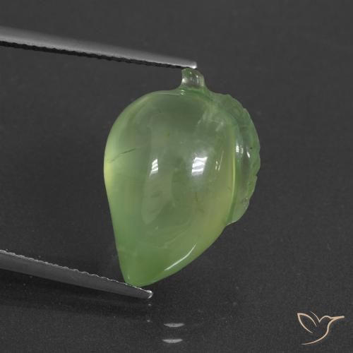 Prehnite 19,5x13,5 mm verde Frutta intagliata dal Sud Africa, peso di 16,61 ct, gemma naturale non trattati in purezza Translucent, 1 pezzo Prehnite - Colore: Verde medio, durezza Mohs di 6 - 6,5, Photo A
