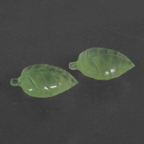12.36 ct Green Prehnite Stone, Natural Prehnite in Carved Leaf Shape for Sale