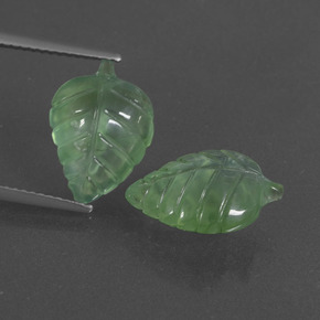 9.70 ct Green Prehnite Gemstone, Prehnite Gem in Carved Leaf Shape for Sale.