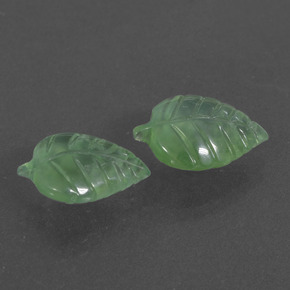 9.70 ct Green Prehnite Stone, Natural Prehnite in Carved Leaf Shape for Sale