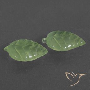 13.24 ctw Green Prehnite Stones, Natural Prehnite in Carved Leaf Shape for Sale