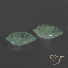 9.04 ctw Green Prehnite Stones, Natural Prehnite in Carved Leaf Shape for Sale