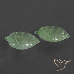 13.08 ctw Green Prehnite Stones, Natural Prehnite in Carved Leaf Shape for Sale