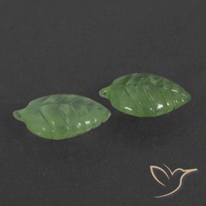 9.72 ctw Green Prehnite Stones, Natural Prehnite in Carved Leaf Shape for Sale