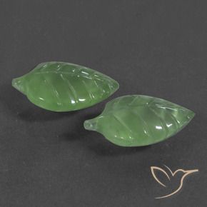 8.07 ctw Green Prehnite Stones, Natural Prehnite in Carved Leaf Shape for Sale
