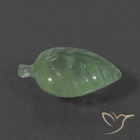 5.89 ct Green Prehnite Stone, Natural Prehnite in Carved Leaf Shape for Sale