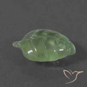 6.07 ct Green Prehnite Stone, Natural Prehnite in Carved Leaf Shape for Sale