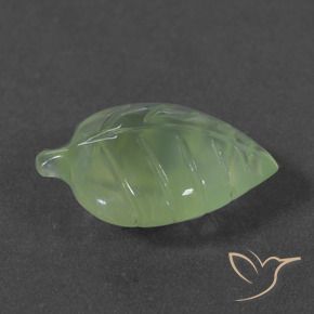 6.83 ct Green Prehnite Stone, Natural Prehnite in Carved Leaf Shape for Sale