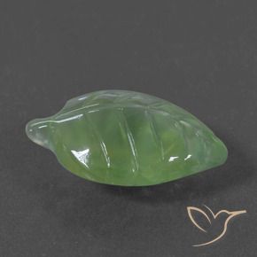 6.66 ct Green Prehnite Stone, Natural Prehnite in Carved Leaf Shape for Sale
