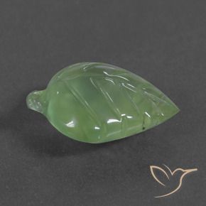 6.27 ct Green Prehnite Stone, Natural Prehnite in Carved Leaf Shape for Sale