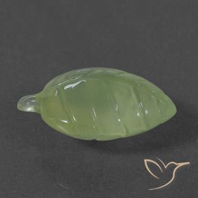 7.71 ct Green Prehnite Stone, Natural Prehnite in Carved Leaf Shape for Sale