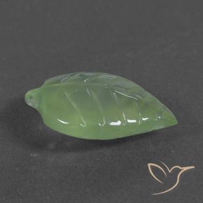 6.06 ct Green Prehnite Stone, Natural Prehnite in Carved Leaf Shape for Sale