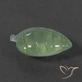 6.83 ct Green Prehnite Stone, Natural Prehnite in Carved Leaf Shape for Sale