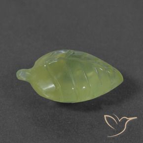 6.27 ct Green Prehnite Stone, Natural Prehnite in Carved Leaf Shape for Sale