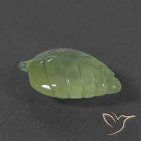 5.97 ct Green Prehnite Stone, Natural Prehnite in Carved Leaf Shape for Sale