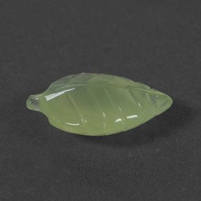 5.65 ct Green Prehnite Stone, Natural Prehnite in Carved Leaf Shape for Sale