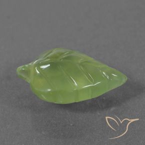 5.65 ct Green Prehnite Stone, Natural Prehnite in Carved Leaf Shape for Sale