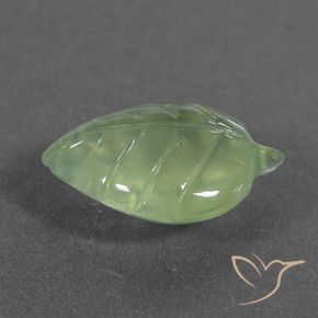 5.49 ct Green Prehnite Stone, Natural Prehnite in Carved Leaf Shape for Sale